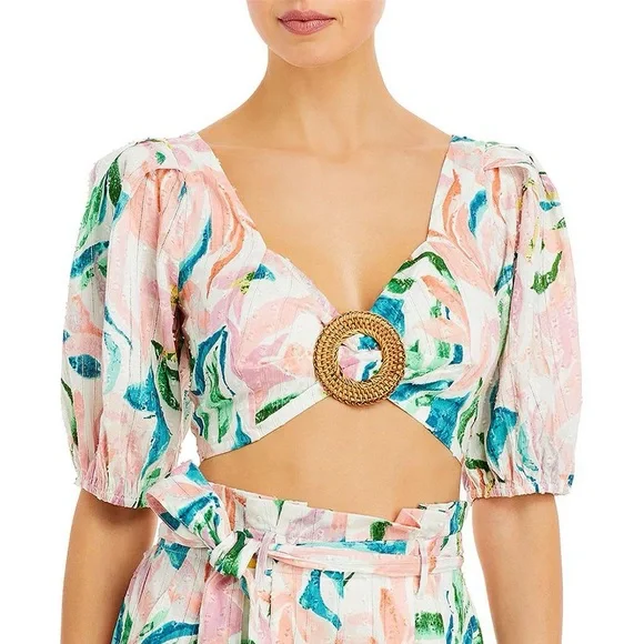 Rahi Womens Maui Printed Cropped Blouse - Picture 1 of 4